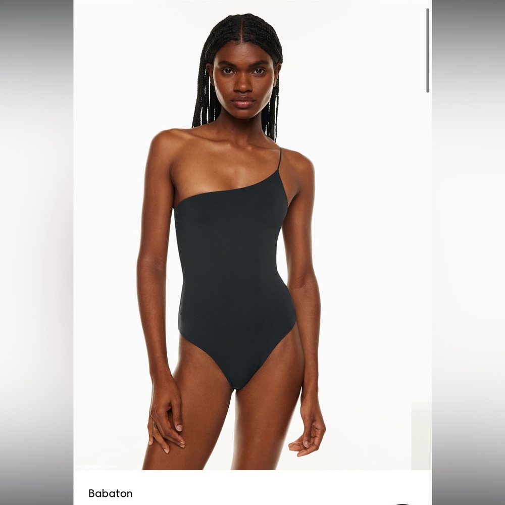 Aritzia Babaton Contour One Shoulder Strap Cami Bodysuit XXS Black